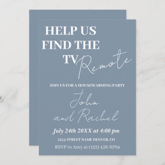 Help ons de TV-afstandsbediening leuke housewarmin Kaart (Voorkant / Achterkant)