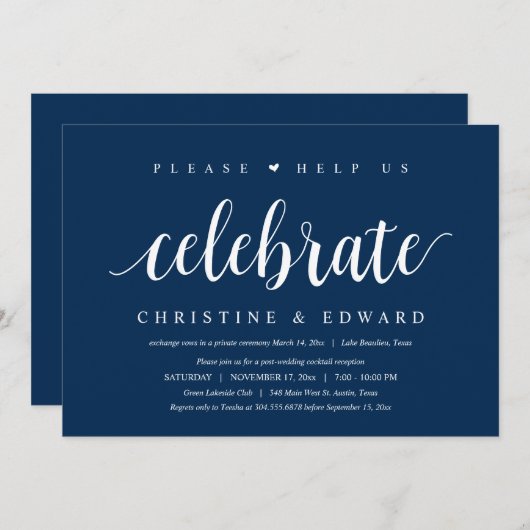 Help ons met vieren, Post Wedding Elopement Kaart (Voorkant / Achterkant)