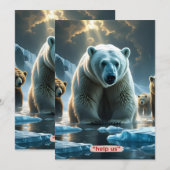Help ons - Polar Beren op dun ijs Feestdagenkaart (Voorkant / Achterkant)