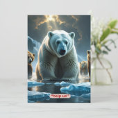 Help ons - Polar Beren op dun ijs Feestdagenkaart (Staand voorkant)