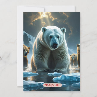 Help ons - Polar Beren op dun ijs Feestdagenkaart