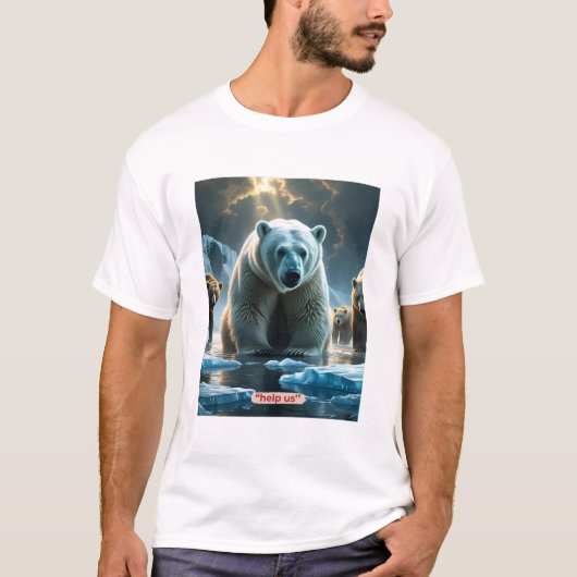 Help ons - Polar Beren op dun ijs T-shirt (Voorkant)