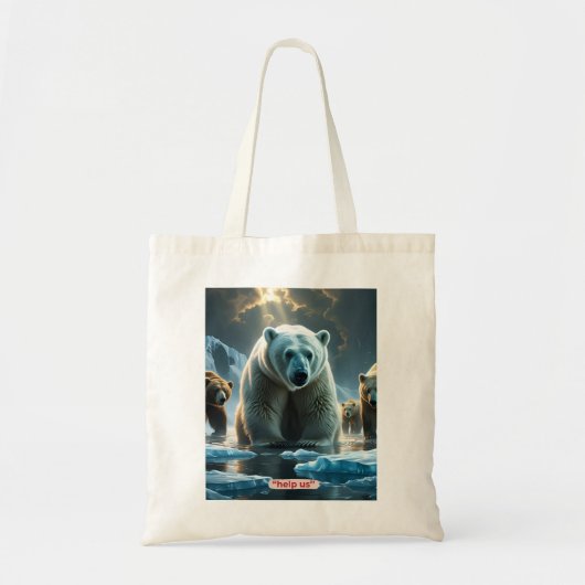 Help ons - Polar Beren op dun ijs Tote Bag (Voorkant)