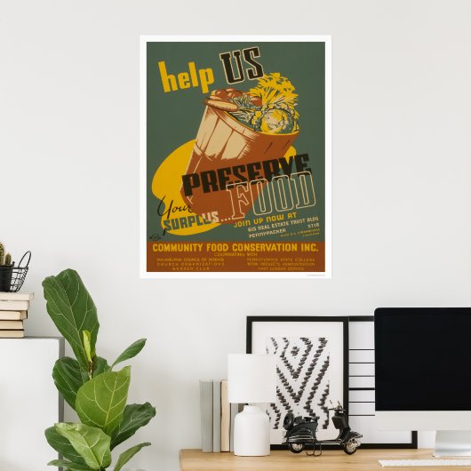 Help ons uw overtollige voedsel te behouden - WPA Poster (Thuiskantoor)