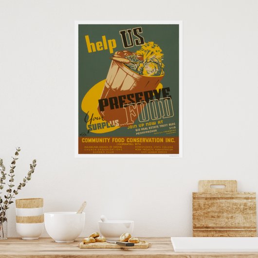 Help ons uw overtollige voedsel te behouden - WPA Poster (Keuken)