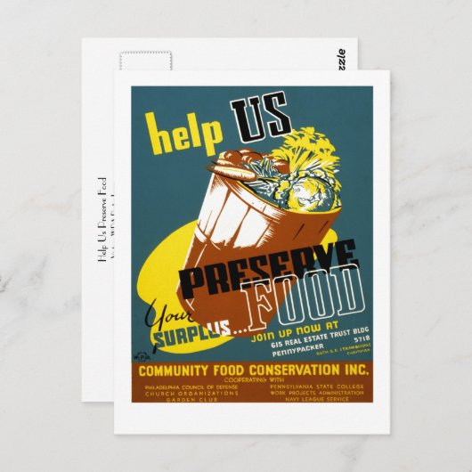 Help ons voedsel te bewaren briefkaart (Voorkant / Achterkant)