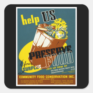 Help ons voedsel te bewaren vierkante sticker