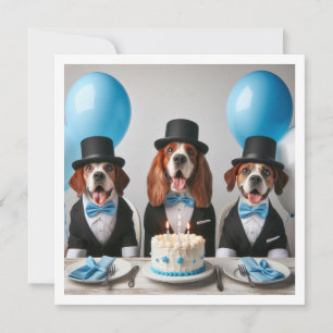 Help onze kleine meneer, hond verjaardag te vieren kaart