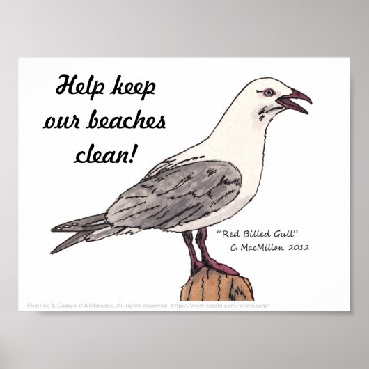 Help onze stranden schoon te houden! poster (Voorkant)
