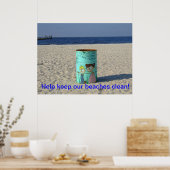 Help onze stranden schoon te houden! poster (Keuken)