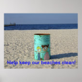 Help onze stranden schoon te houden! poster (Voorkant)