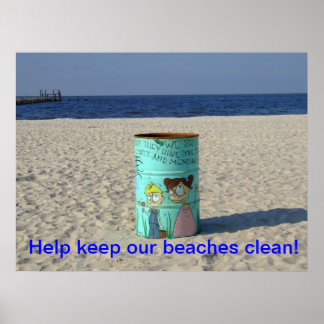 Help onze stranden schoon te houden! poster