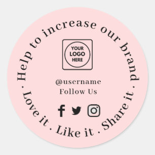 Help Onze Zakelijke Groei   Roze Social Media Logo Ronde Sticker