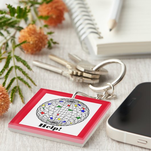 Help, opwarming van de aarde, op maat gesneden sleutelhanger (Voorkant Rechts)