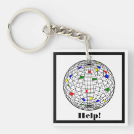 Help, opwarming van de aarde, op maat gesneden sleutelhanger