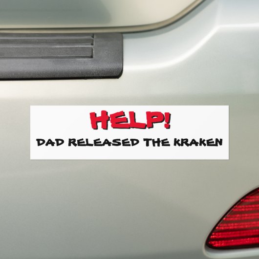 Help! Papa heeft de Kraken Red op Black uitgebrach Bumpersticker (Op auto)