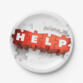 Help puzzelstukpapieren Borden Papieren Bordje (Voorkant)