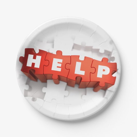 Help puzzelstukpapieren Borden Papieren Bordje (Voorkant)