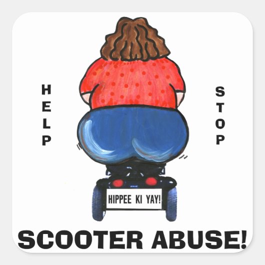 "Help scooter-misbruik stoppen!" Vierkante Sticker (Voorkant)