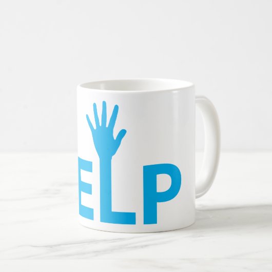 Help Typografie Koffie Mok (Voorkant rechts)