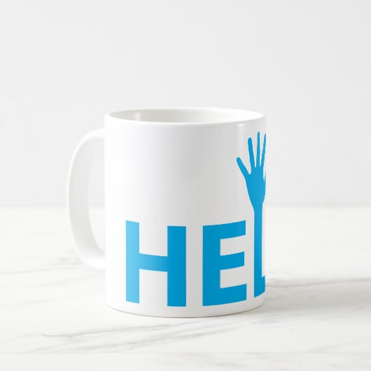 Help Typografie Koffie Mok (Voorkant links)