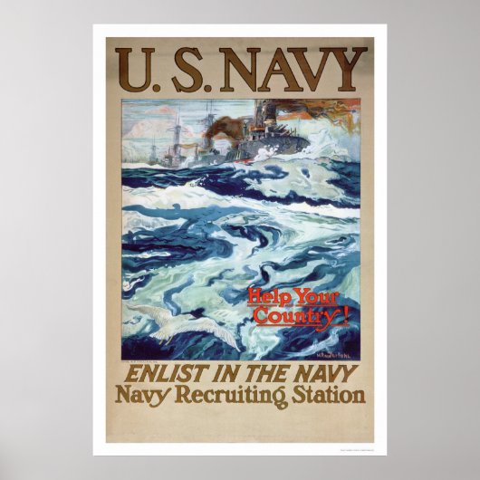 Help uw land - Enlist bij de marine (US02286B) Poster (Voorkant)