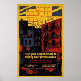 Help uw Poster van WPA van de Buurgroep 1936