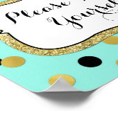 Help Uzelf Blauwe Zwarte Gouden Confetti Poster (Hoek)