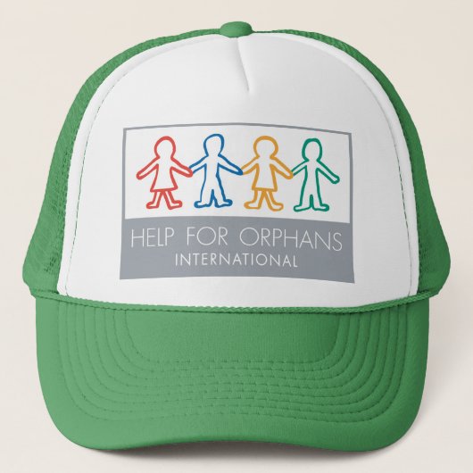 Help voor orphans Green/White Trucker Hat Pet (Voorkant)
