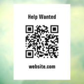 Help Wanted QR Code Website White Template  Raamsticker (Vel 3)
