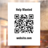 Help Wanted QR Code Website White Template  Raamsticker (Vel 2)