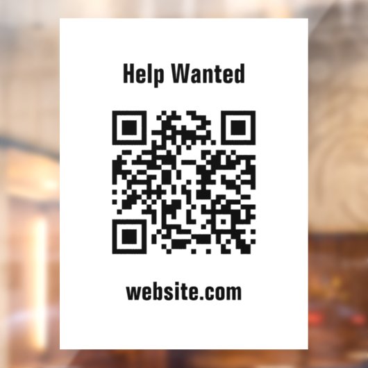 Help Wanted QR Code Website White Template  Raamsticker (Vel 2)