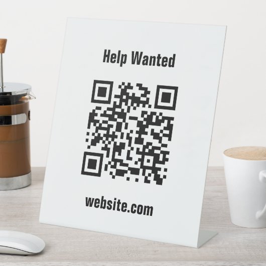 Help Wanted QR Code Website White Template Reclamebord Met Voetstuk (Insitu)