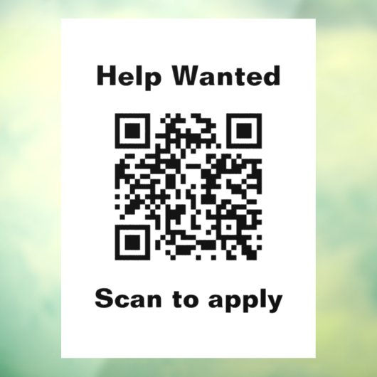 Help Wanted Scan to Apply QR Code White Template Raamsticker (Vel 3)