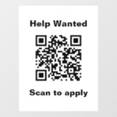 Help Wanted Scan to Apply QR Code White Template Raamsticker (Vel)
