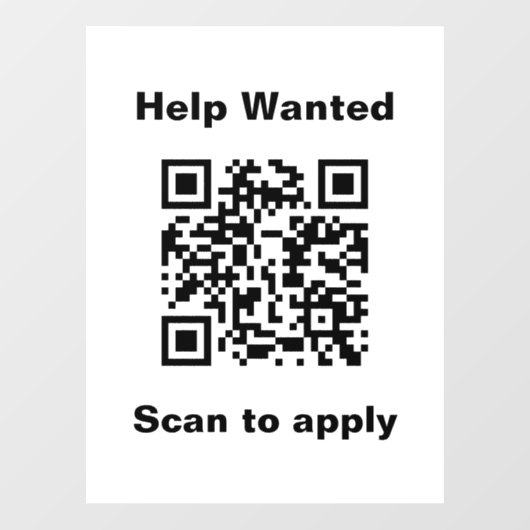 Help Wanted Scan to Apply QR Code White Template Raamsticker (Vel)