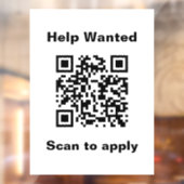 Help Wanted Scan to Apply QR Code White Template Raamsticker (Vel 2)