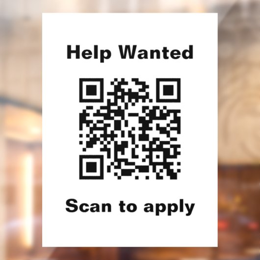 Help Wanted Scan to Apply QR Code White Template Raamsticker (Vel 2)