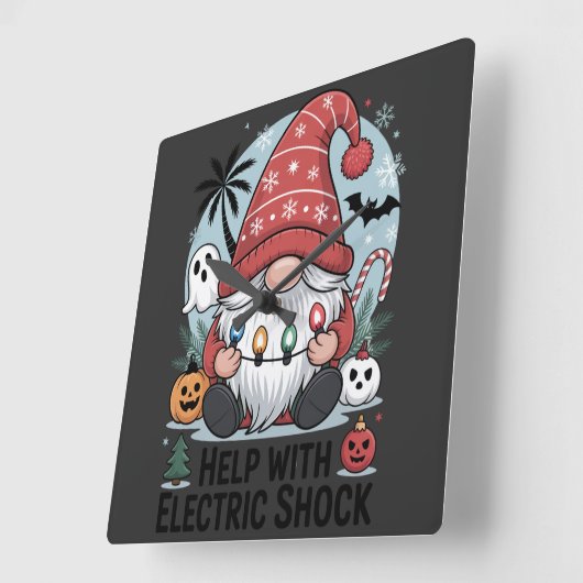 Help With Electric Shock – Funny Christmas Vierkante Klok (Hoek)