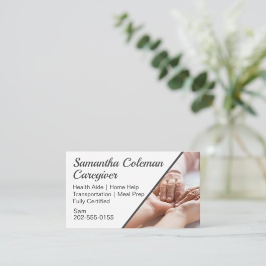 Help-zorgverlener voor toonder visitekaartje (Staand voorkant)