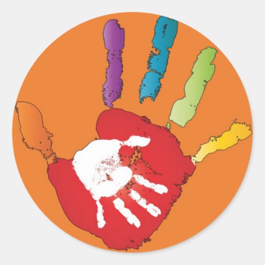 Helpen handmatige kinderverzorgingstoetsen ronde sticker (Voorkant)