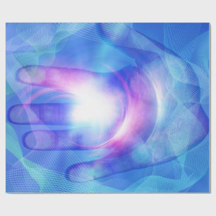 Helpen verlichte hand cadeaupapier