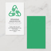 Helpende handen symbool, groen, persoonlijke assis visitekaartje (Voorkant / Achterkant)