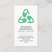 Helpende handen symbool, groen, persoonlijke assis visitekaartje (Voorkant)