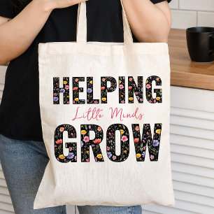 Helpende Kleine Geesten Groeien Wilde Bloem Letter Tote Bag