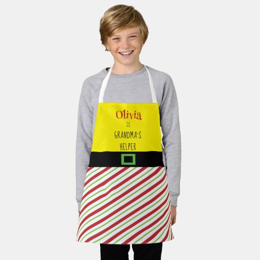 Helperrood Kind met kerstgrootmoeders Helperrood Schort (Gedragen)