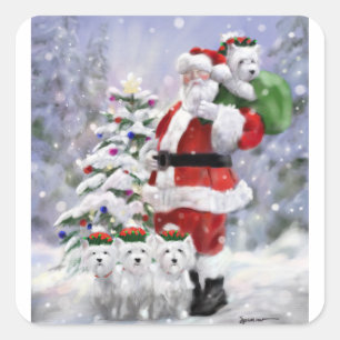 Helpers van de Kerstman Vierkante Sticker