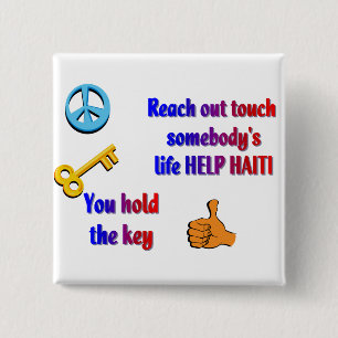 Helping HAITI_ Vierkante Button 5,1 Cm