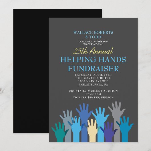 HELPING HANDS FUNDRAISER Veiling Corporate GALA Kaart (Voorkant / Achterkant)