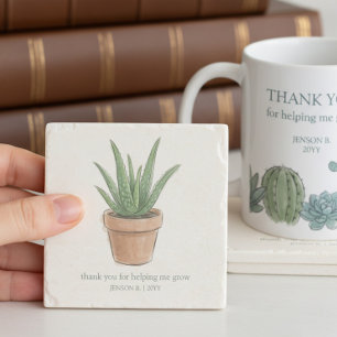 Helpt Me Groei Potted Aloe Leraar Bedankt Stenen Onderzetter